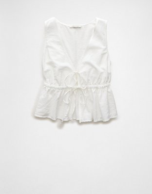 AE Cropped Tie Front Flyaway Tank Top | American Eagle