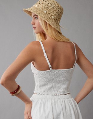 AE Smocked Cross-Back Tank Top