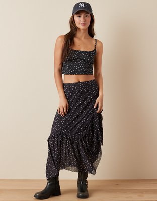 AE High-Waisted Mini Mesh Midi Skirt