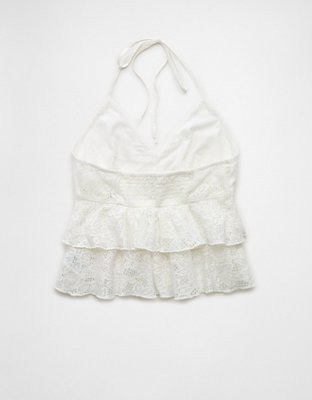 Женские топы American Eagle AE Tiered Lace Halter Top — фото 5