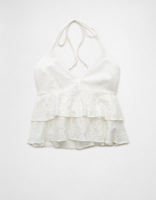 Женские топы American Eagle AE Tiered Lace Halter Top — фото 4