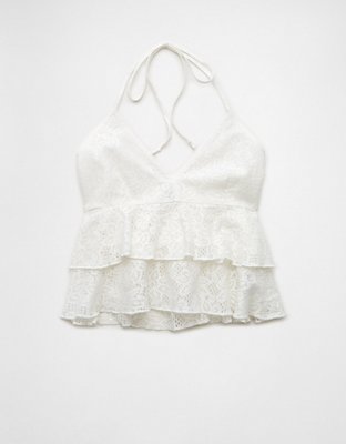 AE Tiered Lace Halter Top
