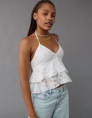 AE Tiered Lace Halter Top