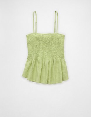 Smocked babydoll tank top on sale