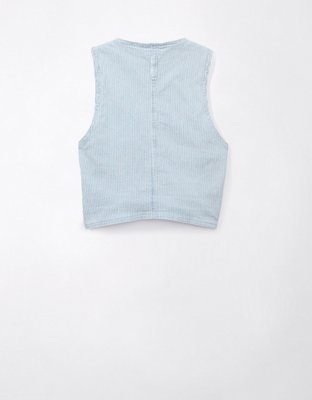 Женские жилеты American Eagle AE Railroad Stripe Denim Vest — фото 6