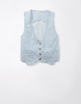 Женские жилеты American Eagle AE Railroad Stripe Denim Vest — фото 5