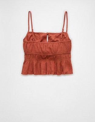 AE Square Neck Tie-Front Babydoll Tank Top