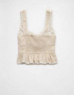 AE Linen-Blend Corset Tank Top