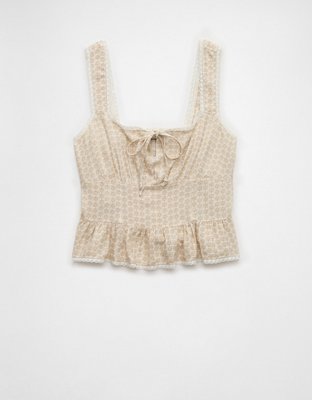 AE Linen-Blend Corset Tank Top