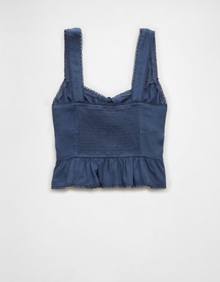 AE Linen-Blend Corset Tank Top