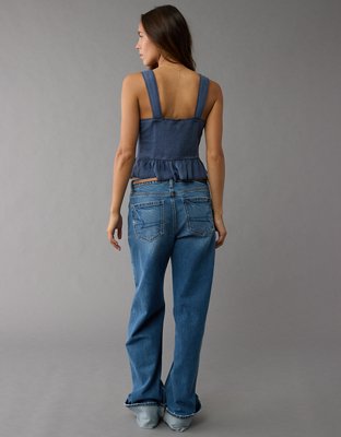 AE Linen-Blend Corset Tank Top