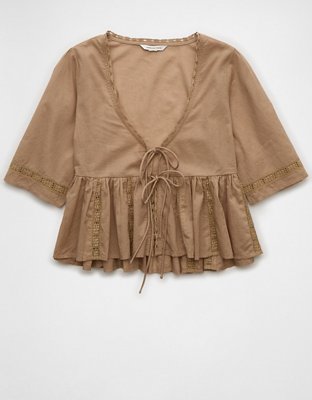 Женские блузки American Eagle AE Tie Front Flyaway Blouse — фото 3