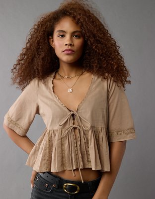 Женские блузки American Eagle AE Tie Front Flyaway Blouse — фото 2