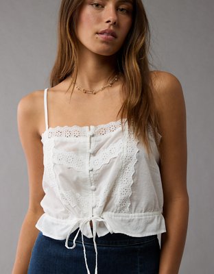 AE Lace Button-Up Cami Tank Top