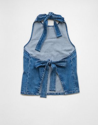 AE High Neck Denim Halter Top