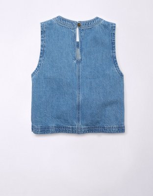 Женские джинсы American Eagle AE Sleeveless Cropped Denim Shift Top — фото 4