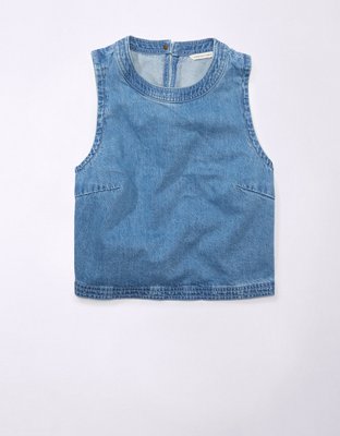 AE Sleeveless Cropped Denim Shift Top