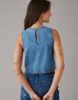 AE Sleeveless Cropped Denim Shift Top