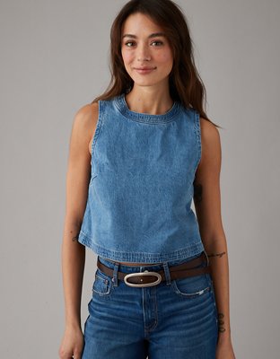 AE Cropped Denim Tube Top