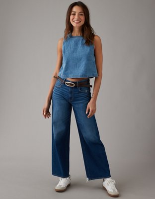 AE Sleeveless Cropped Denim Shift Top