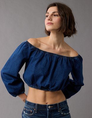 AE OffTheShoulder Denim Top