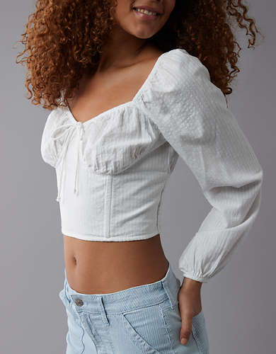 AE Cropped Long-Sleeve Corset Top