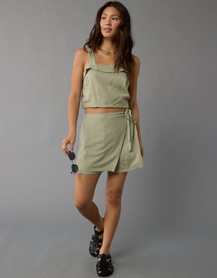 AE Cropped Linen-Blend Tank Top