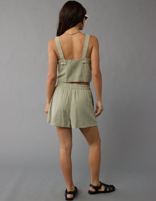 AE Cropped Linen-Blend Tank Top