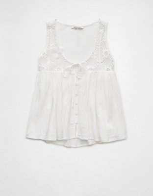 Женские топы American Eagle AE Crochet Flyaway Tank Top — фото 5