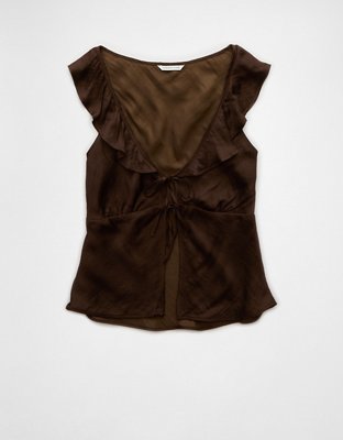 Женские топы American Eagle AE Ruffle Tie-Front Tank Top — фото 3