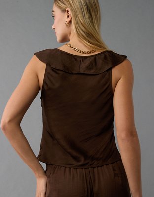 Женские топы American Eagle AE Ruffle Tie-Front Tank Top — фото 2