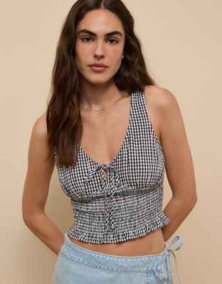 Женские топы American Eagle AE Smocked V-Neck Tank Top — фото 2