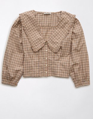 Женские рубашки American Eagle AE Oversized-Collar Button-Up Shirt — фото 2