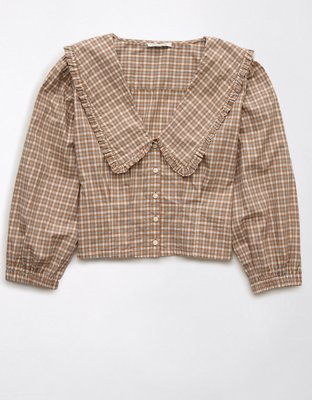 AE Oversized-Collar Button-Up Shirt