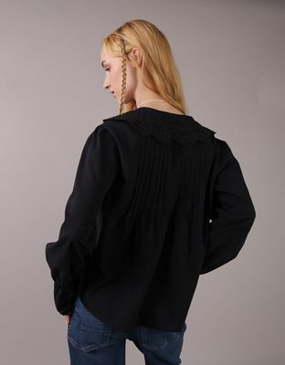 AE Blusa Manga Larga con Cuello con Volantes