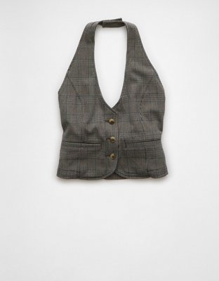 AE Plaid Halter Vest