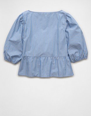 Женские топы American Eagle AE Puff Sleeve Tie Front Top — фото 4