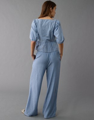Женские топы American Eagle AE Puff Sleeve Tie Front Top — фото 5