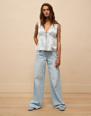 AE Tie Front Lace Top