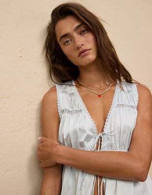 AE Tie Front Lace Top