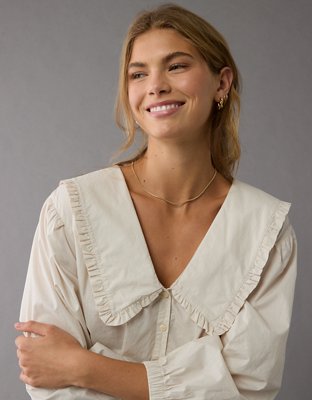 Женские рубашки American Eagle AE Oversized Collared Button-Up Shirt — фото 5