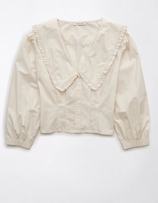 Женские рубашки American Eagle AE Oversized Collared Button-Up Shirt — фото 2