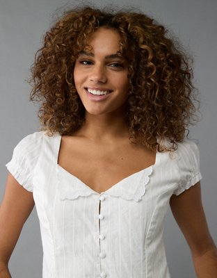 AE Cap-Sleeve Corset Blouse