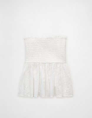 AE Eyelet Smocked Babydoll Tube Top