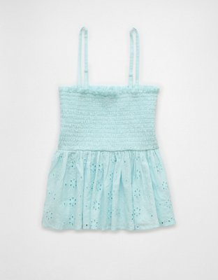 AE Eyelet Smocked Babydoll Tube Top