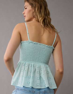 AE Eyelet Smocked Babydoll Tube Top