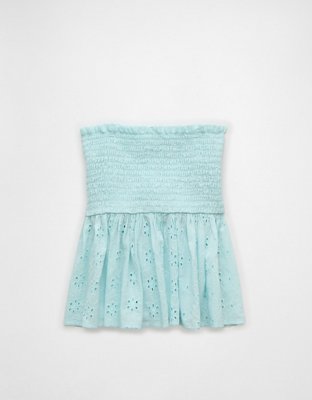 AE Eyelet Smocked Babydoll Tube Top