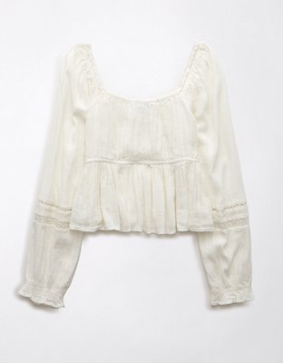 AE Long-Sleeve Babydoll Blouse
