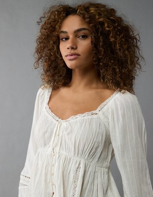 AE Long-Sleeve Babydoll Blouse