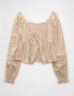 AE Long-Sleeve Babydoll Blouse